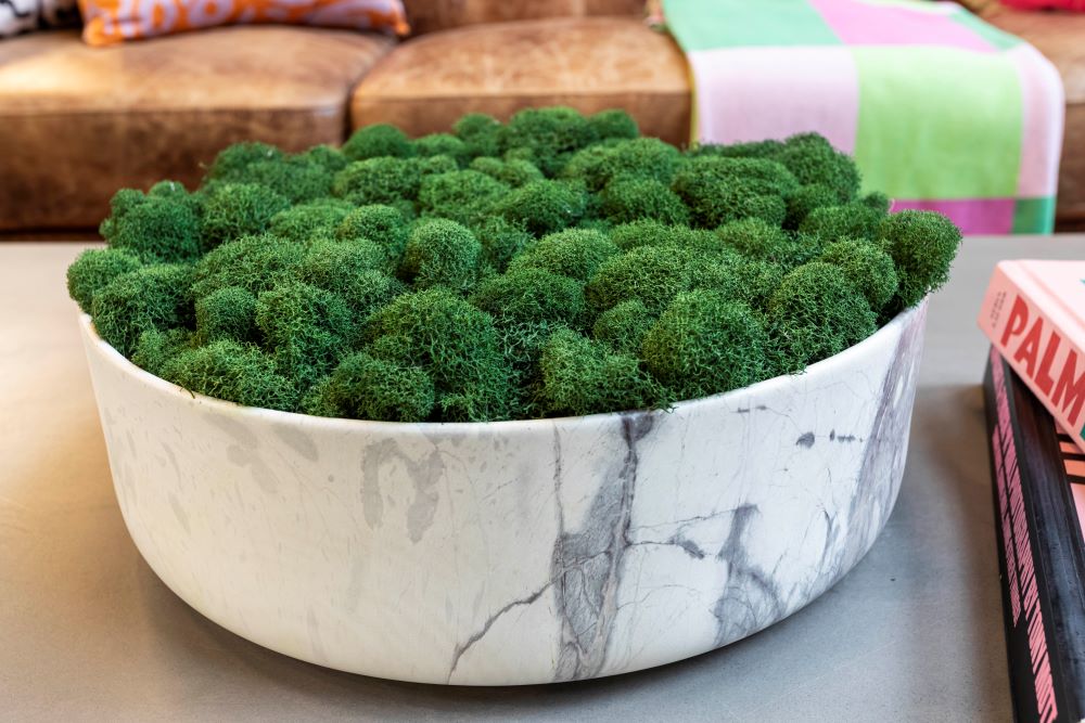 Large Ceramic Marble Finish Moss Bowl